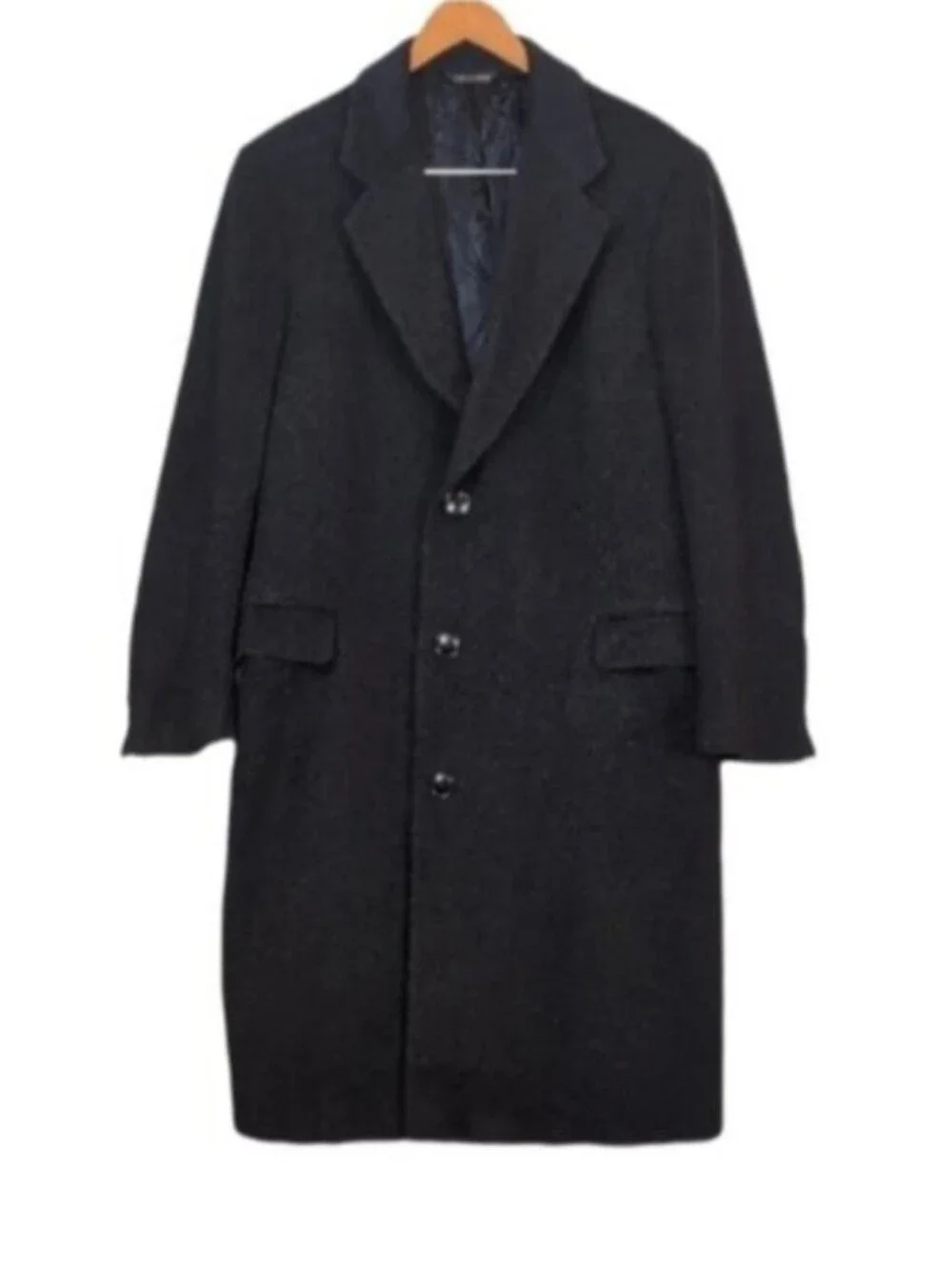 Vintage S. Cohen Wool Cashmere Overcoat Mens 42 Charcoal Gray Single Breasted